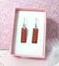 Small deep red dangle earrings, minimalist bright drop earrings - Image 5