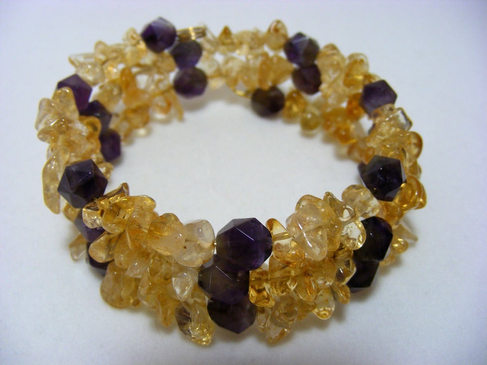 Citrine and Sage Amethyst Bangle