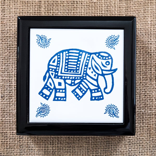 Indian Elephant Jewellery or Keepsake Box - Gift for Wildlife Lover     