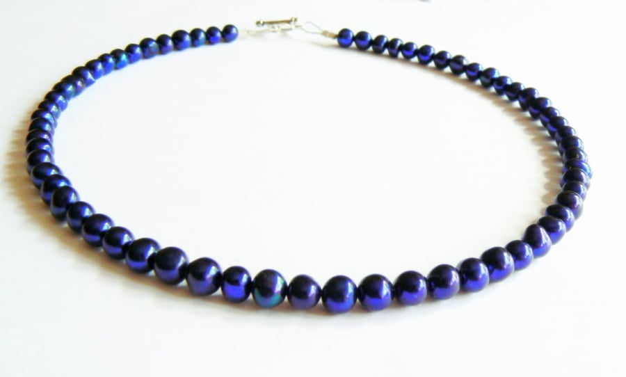 Midnight Blue Freshwater Pearl Collar Necklace