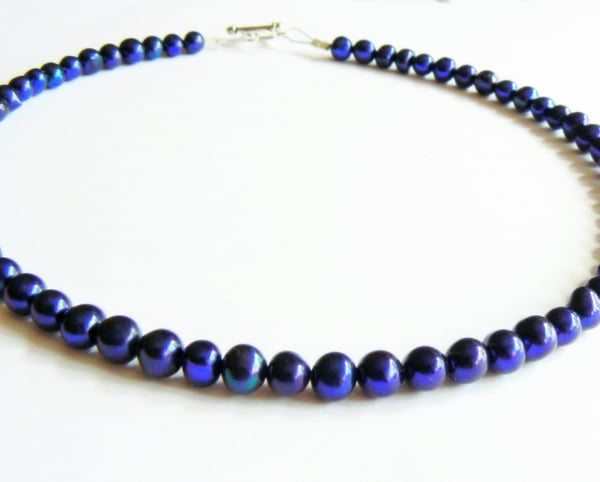 Midnight Blue Freshwater Pearl Collar Necklace