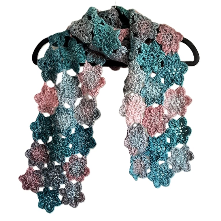 Scarf. Hand crocheted scarf. Lovely and long. Free first class UK postage.