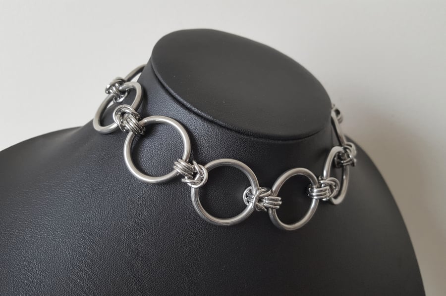 26mm Ringmaille Chainmail O Ring Choker - Stainless Steel Collar Necklace