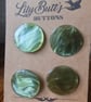 4 Vintage Pearly Olive Green Buttons 38mm - Image 1
