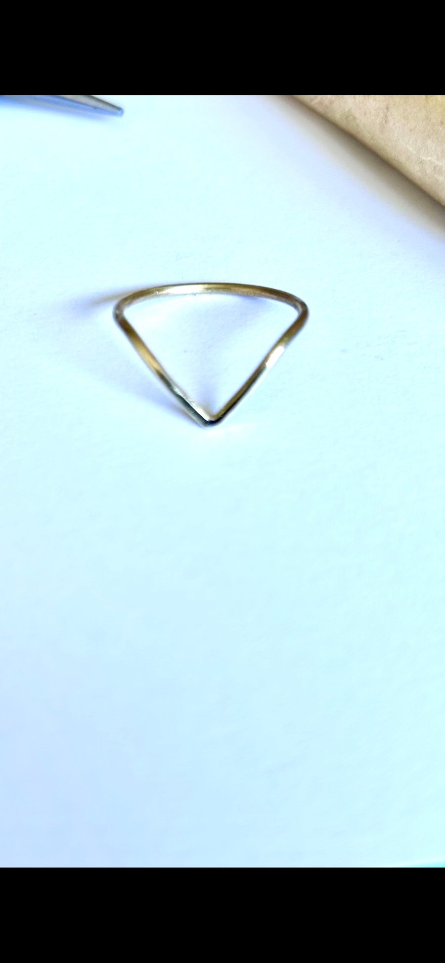 Gold Tone Solid Brass Chevron Rings - Sizes K - V