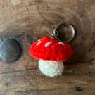 Red & White Toadstool – Crocheted Keyring