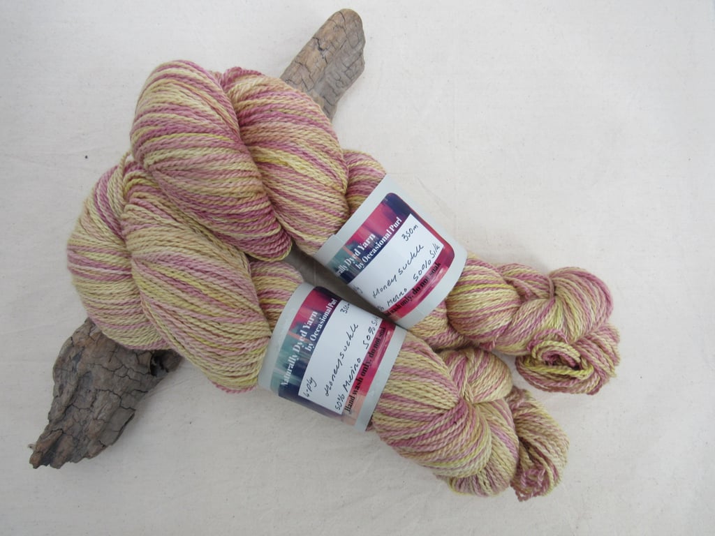 100g Honeysuckle Merino Silk Space Dyed Natural Dye 4-ply Yarn