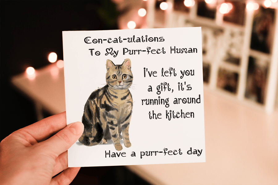American Shorthair Tabby Cat Birthday Card, Cat Birthday Card, Personalized Card