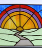 Handmade Stained Glass Rainbow & Sunset Landscape Panel - Image 2