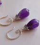 Handmade tear drop amethyst earrings, gift for women, dangle earrings - Image 3