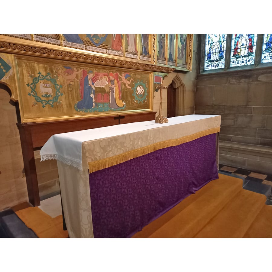 Church Altar Cloth Tablecloth Runner White Lace 150cm x 35cm 60" x 14"