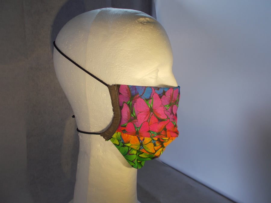Adult Fabric Face Covering - Rainbow Butterflies