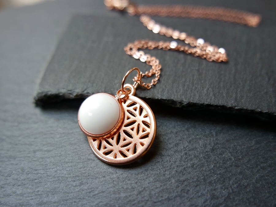 Necklace - rose gold plated flower of life