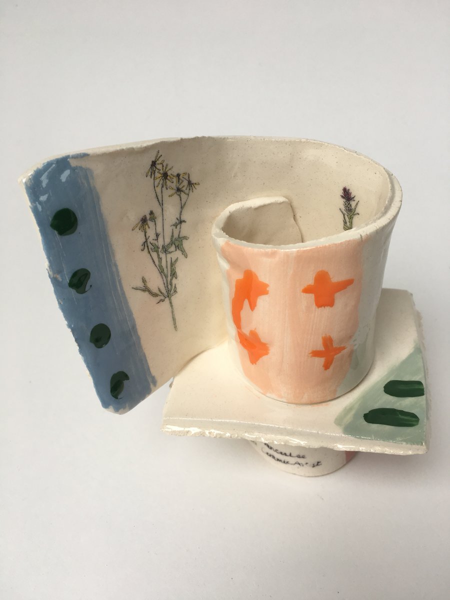 The Mug with Yellow Flowers - Cardboard Ceramics in the Forest