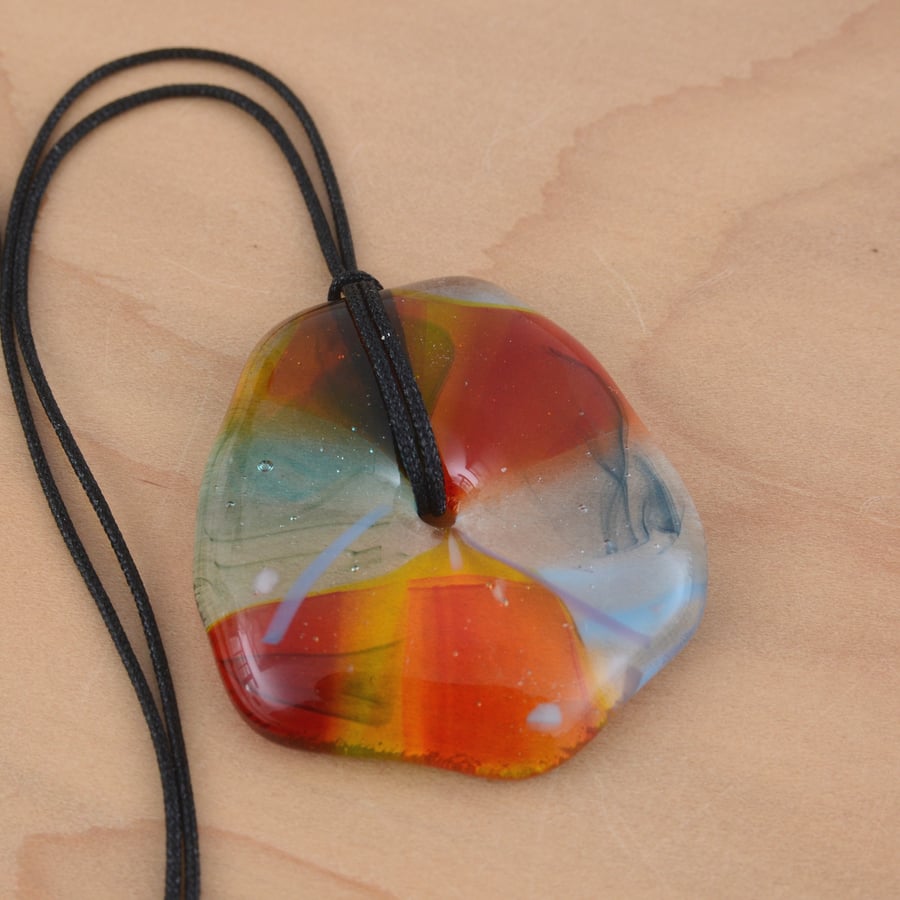 Orange and Blue Glass Pendant