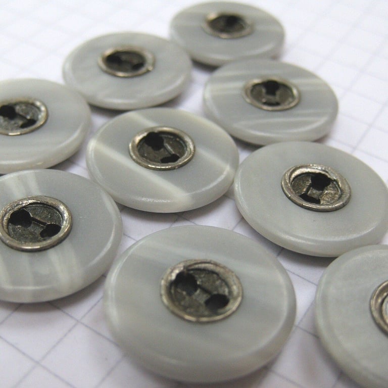 10 Medium Vintage Pewter and Blue Buttons