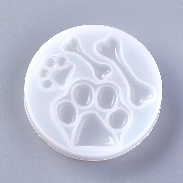 Dog Paw & Bone Mould for Resin, Clay, Jesmonite & Plaster, 76mm Silicone Casting