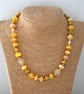 yellow polka dot lampwork glass necklace