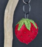 Strawberry textile art bag charm,keyring  - Image 5