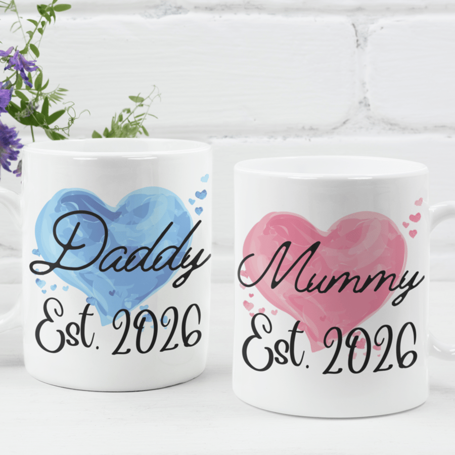 Mummy And Daddy Set Of Two Mugs New Parents 2026 Mugs Couple Gift Cute Baby 