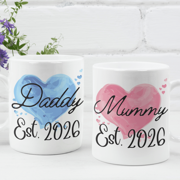 Mummy And Daddy Set Of Two Mugs New Parents 2026 Mugs Couple Gift Cute Baby 