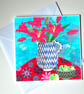 Lilies Collage Fine Art Square Handmade Greeting Card - Image 2