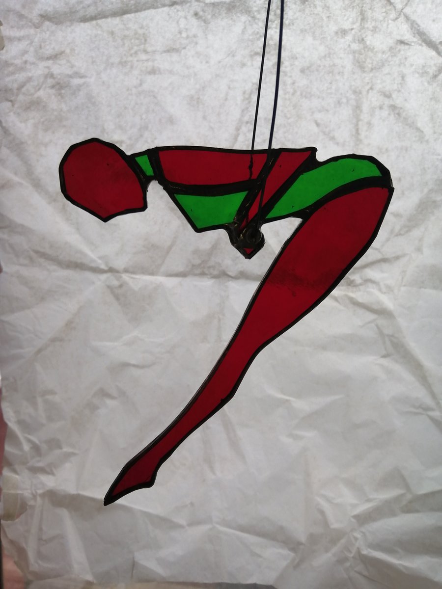 Stained Glass Trapeze Artist - Red and Green