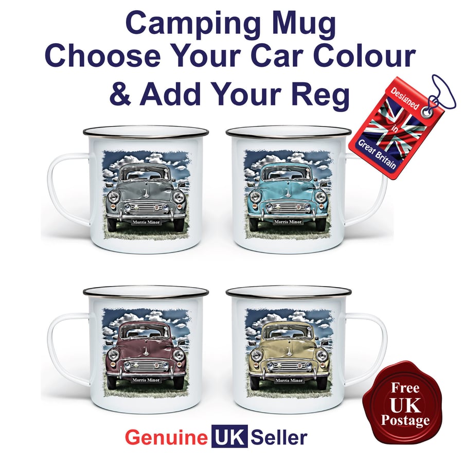 Morris Minor Mug, Camping Mug, Hiking Mug, Fishing Mug, Outdoor Mug, 