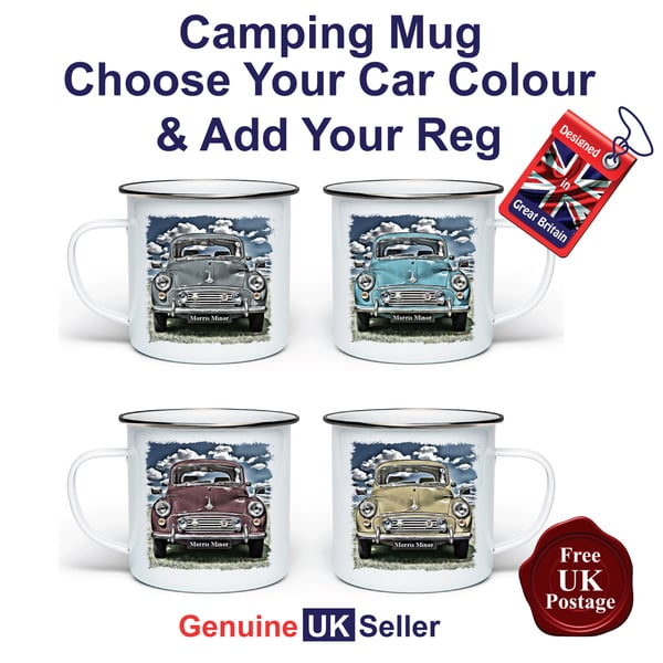 Morris Minor Mug, Camping Mug, Hiking Mug, Fishing Mug, Outdoor Mug, 
