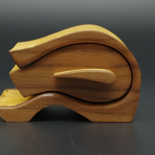 Handmade small wooden trinket, jewel box. Bandsaw Box.