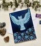 Folk Owl, blank greetings card
