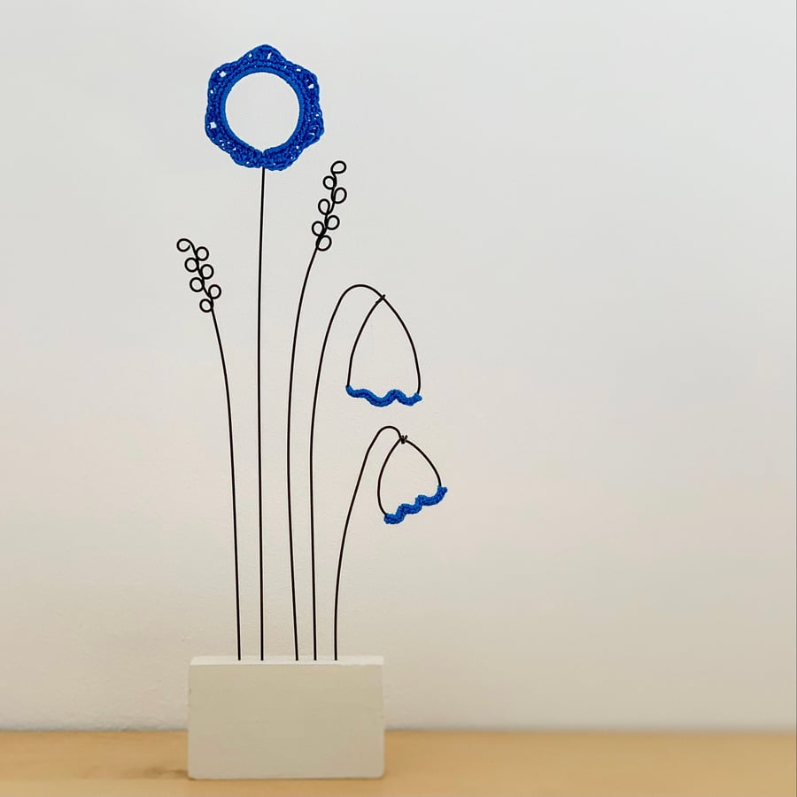 Letterbox Wire Crochet Flowers - Bluebell