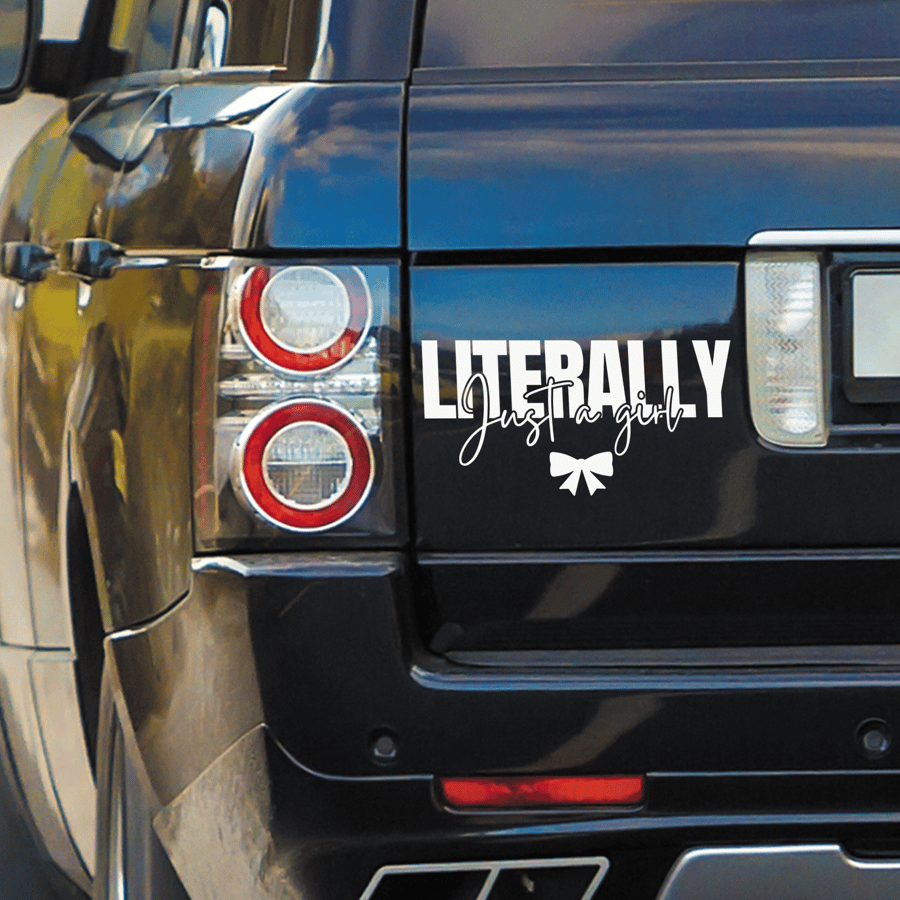 Literally Just A Girl - Bow: Girly Car Sticker Accessory Bumper Decal