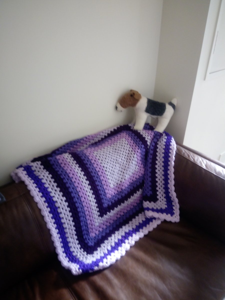 Shades of Purple Crochet Granny Square Blanket