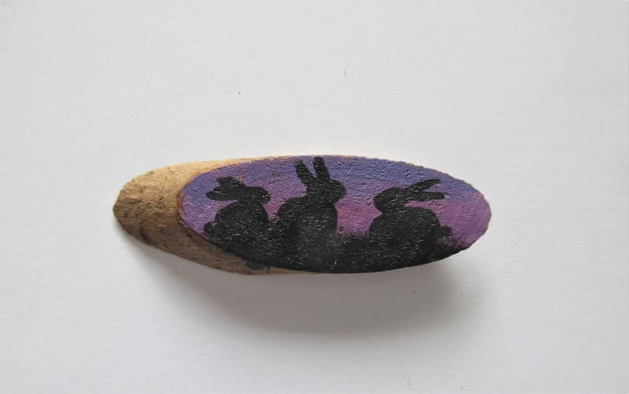 Dolls House Miniature Wooden Plaque Bunny Rabbit Picture Wood Slice