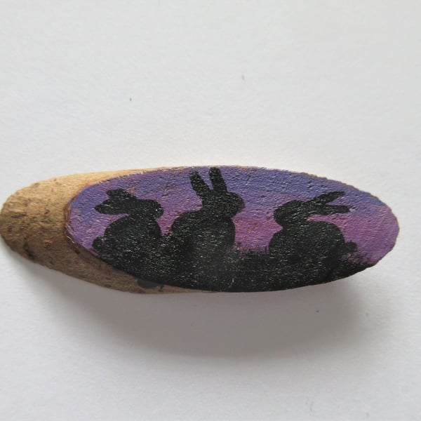 Dolls House Miniature Wooden Plaque Bunny Rabbit Picture Wood Slice