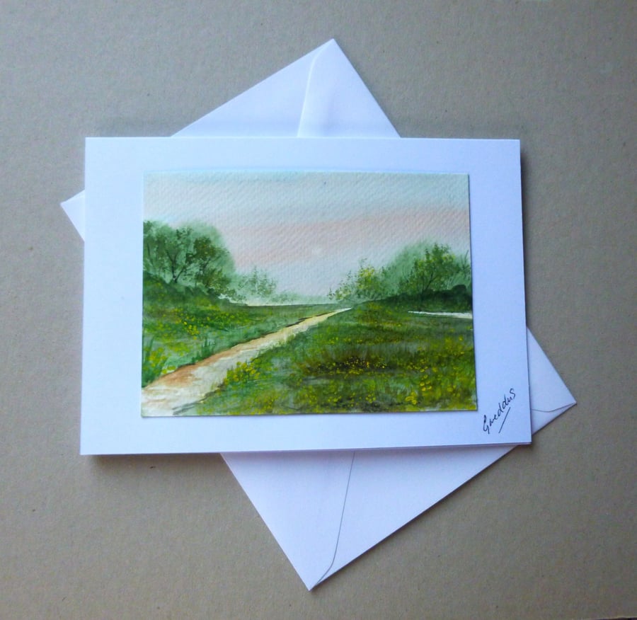 hand painted original art blank greetings card ( ref FA10 D1 )