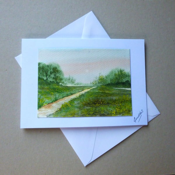 hand painted original art blank greetings card ( ref FA10 D1 )