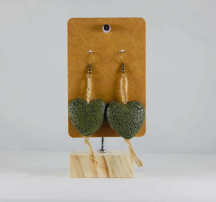 Green heart earrings 