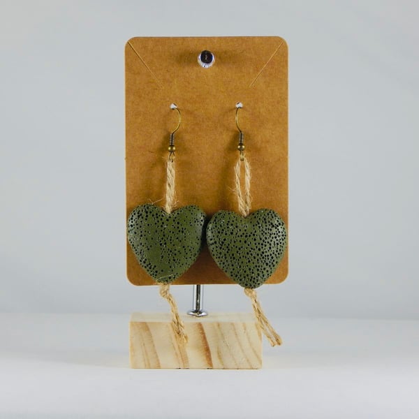 Green heart earrings 