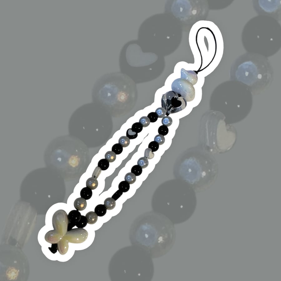 A Duck Black & White Phone Charm