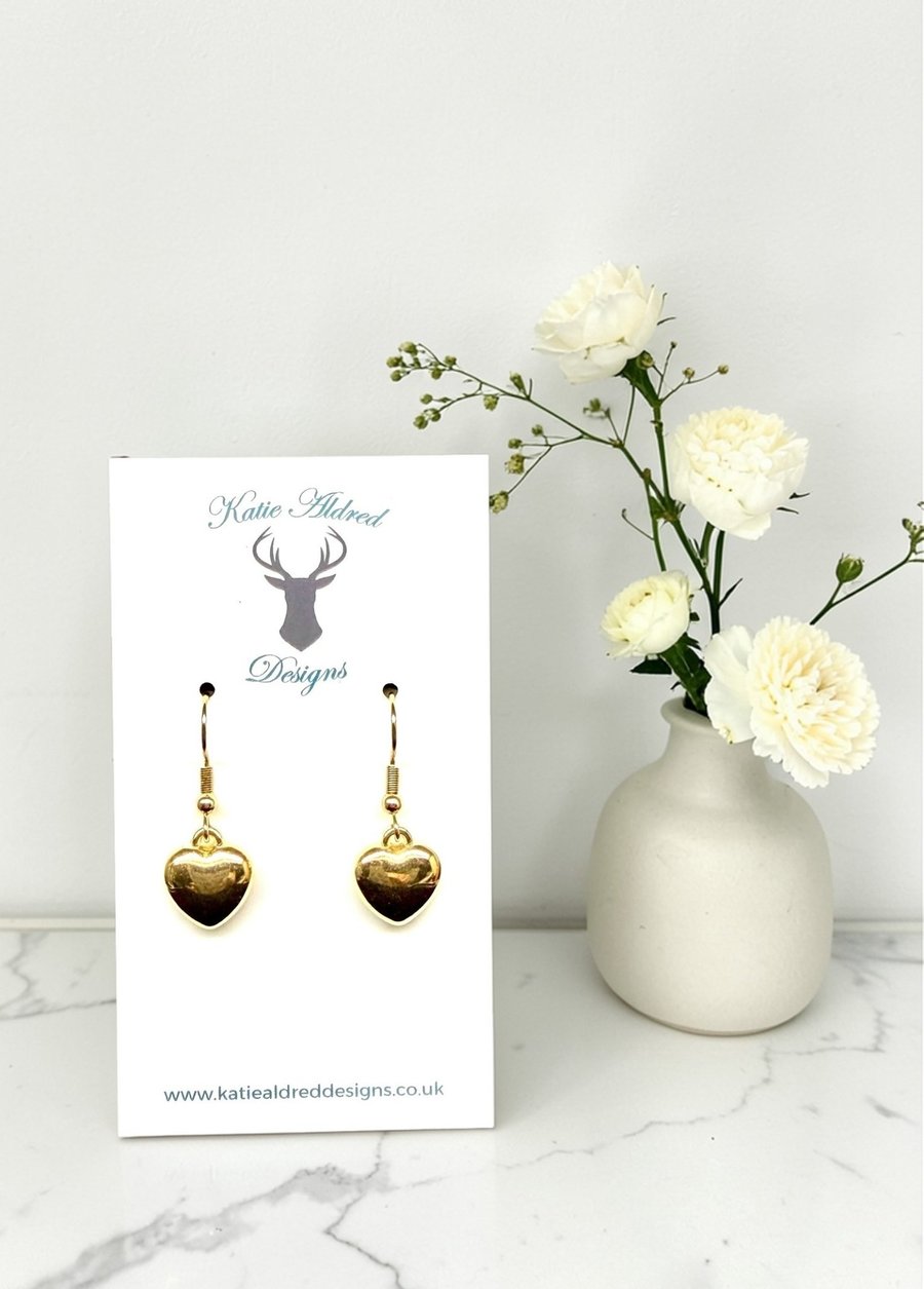 Charm Earrings - Large Gold Heart