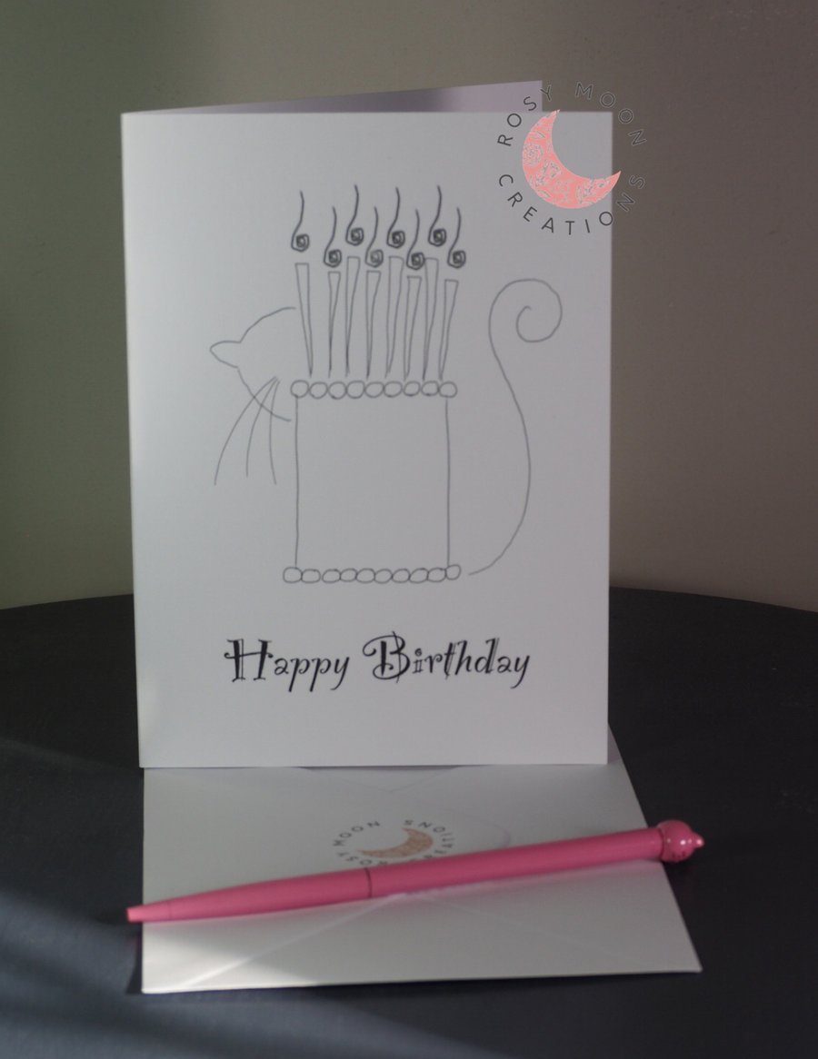 Cake and Cat Birthday Card