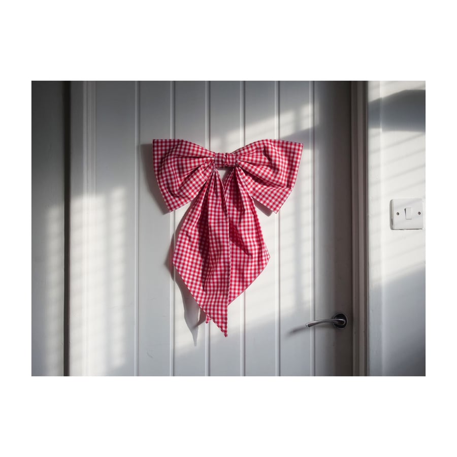 Red & white Ginham oversized bow