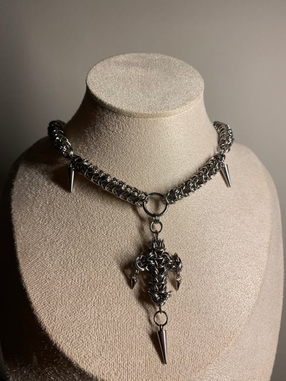 Abriella - Gothic Cross & Spikes Choker 