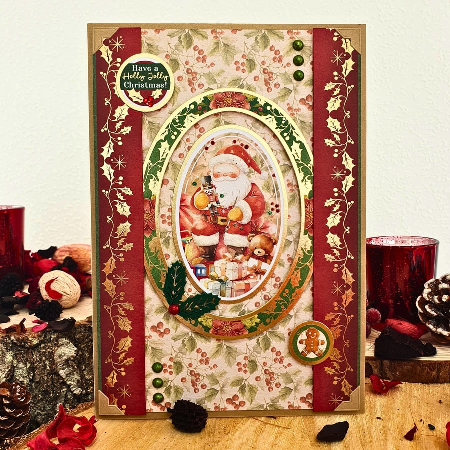 Christmas Card With Father Christmas & Presents, Santa Claus