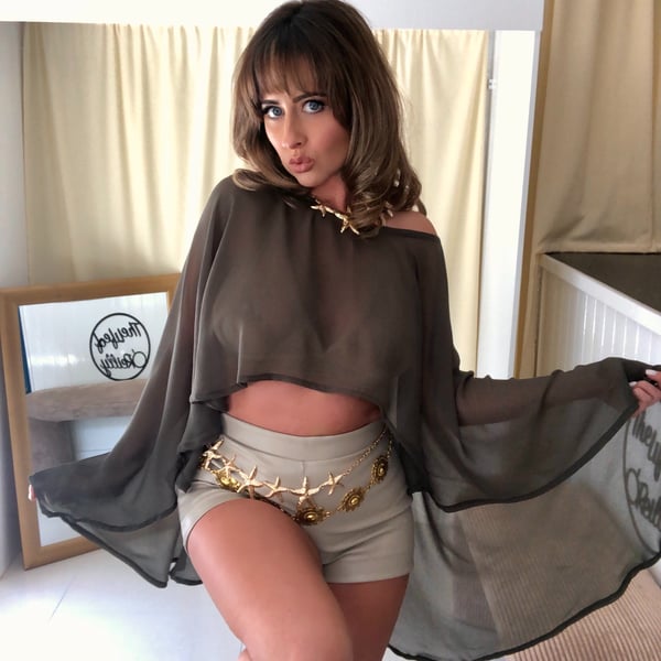 Khaki Green Cape Top