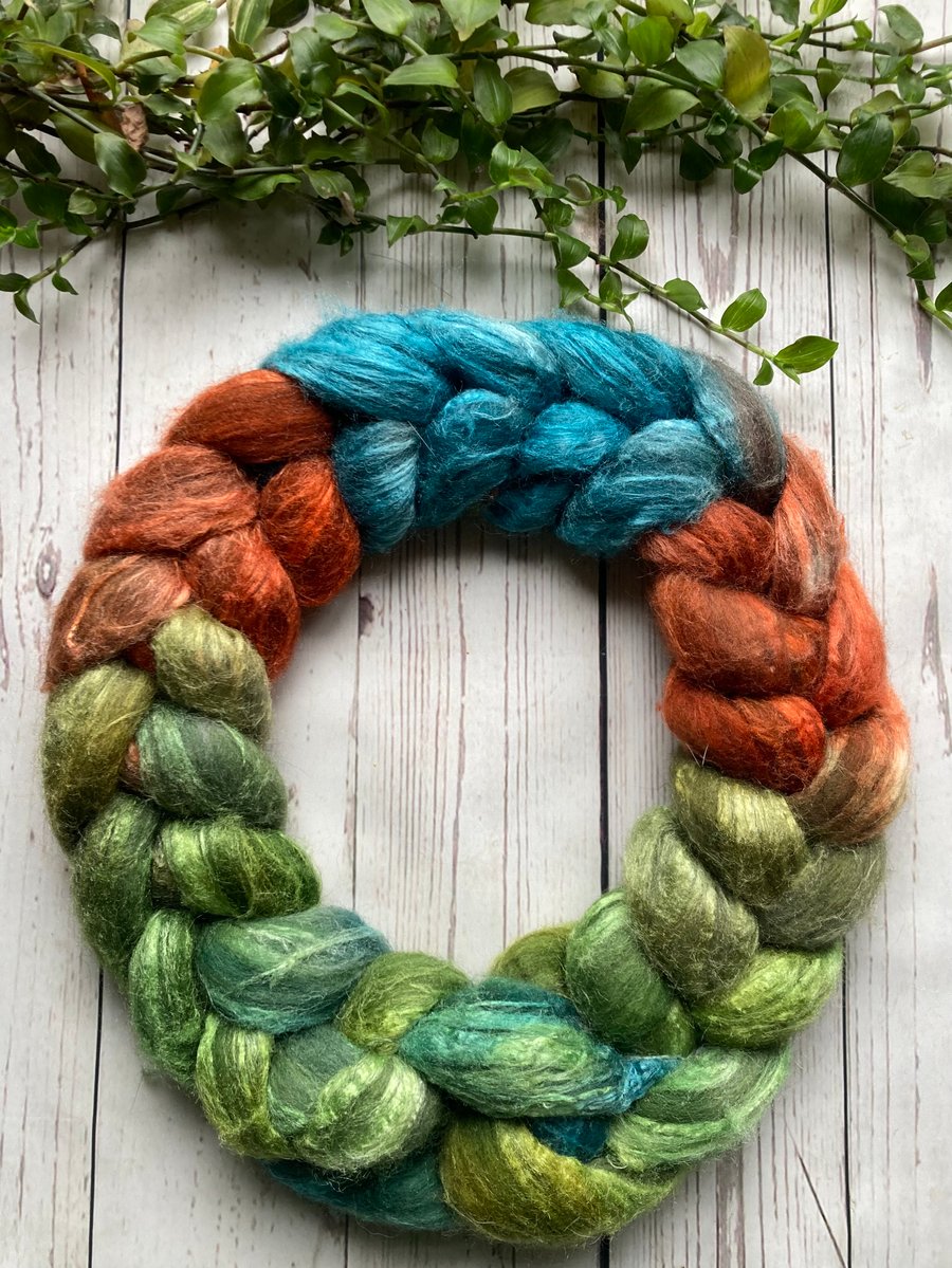 Grey Merino Silk Spinning fibre 100g Elven