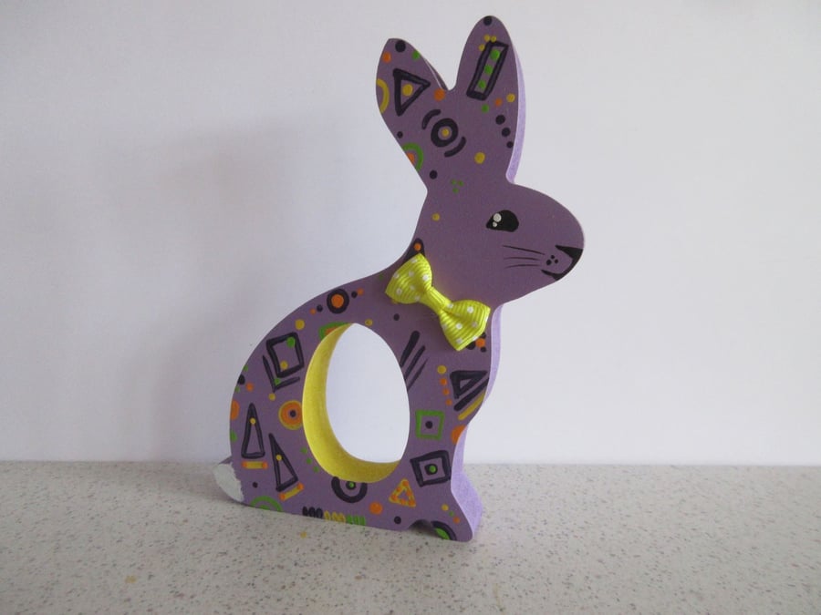 Easter Bunny Chocolate Egg Holder Wooden Hand Painted 