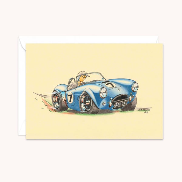 Boy Racer Greeting Card: Hand Drawn Sports Car Illustration (304)